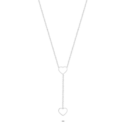 Twice As Nice Halsketting in edelstaal, 2 harten 40cm+5cm
