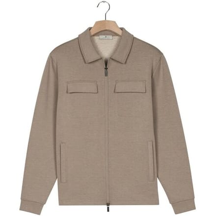 Thomas Maine Vest Sweat Full Zip Double Chestpocket Greige / male