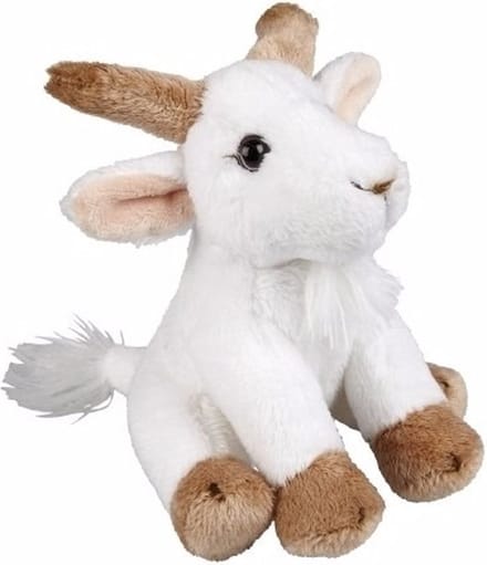 Ravensden Pluche geitje - knuffel geitje - wit - 15 cm - boerderij dieren knuffel
