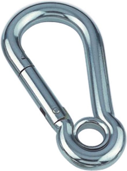 RVS Karabijnhaak met oog, 8x80mm