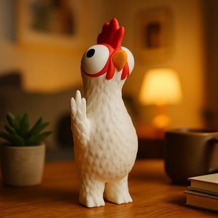 AnimalsAttitude – Middelgrote Kip Figurine met Middelvinger – 3D-geprint PLA Beeldje – Unique Display Ornament