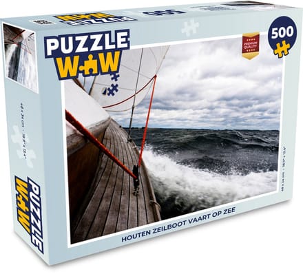 Puzzel Houten zeilboot vaart op zee - Legpuzzel - Puzzel 500 stukjes