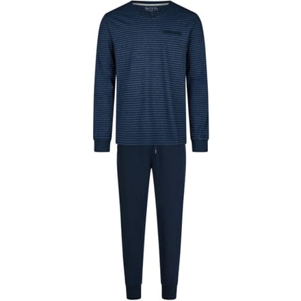 Phil & Co Essential Heren Pyjama Set Lang Blauw/Gestreept - Maat M