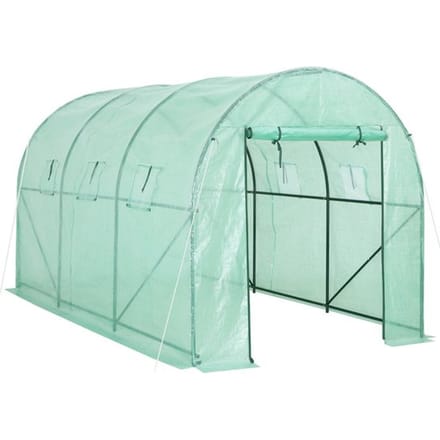 Gardebruk Kweekkas 7m² - Roldeur & 6 Ramen 350x200x200cm Groen