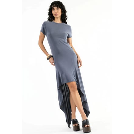 Asymmetrische Midi-jurk met Ronde Hals