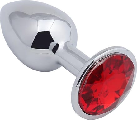 Banoch - Buttplug Aurora Red Small - Metalen buttplug - Diamant steen - Rood