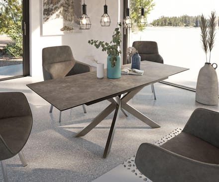 Eettafel Daven bruin keramiek 160/200x90x76cm uitschuifbaar