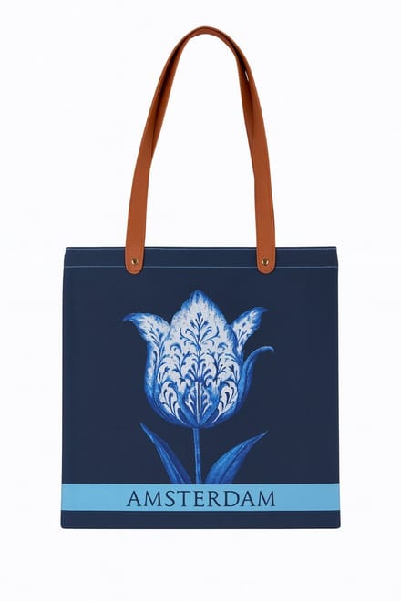 Canvas Tas Amsterdam met Delfts Blauwe Tulp