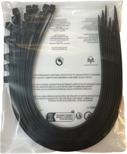 Kabelbinders,1000 mm x 9 mm,Treksterkte 80 kg, 10 Stuks, Zwart