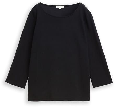 Tom Tailor - Shirt met lange mouwen met ottomanstructuur - Maat S - deep black