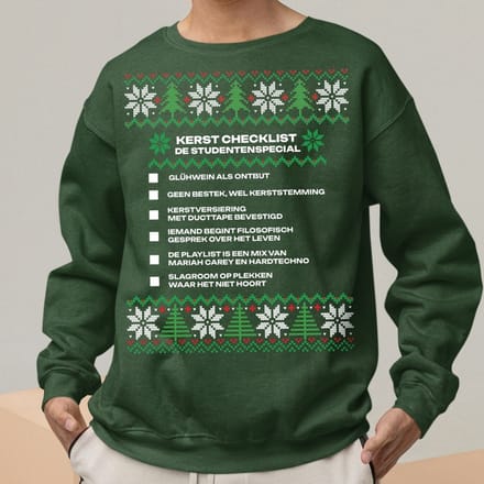 Kerst Trui Groen Kerst Checklist - De Studentenspecial V2 XS