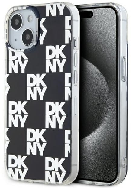 DKNY Checkered Serie - Telefoonhoesje - iPhone 15 Plus - Zwart - Stijlvol Ontwerp