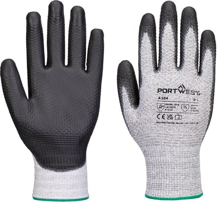 Portwest Grip 13 PU Diamond Gebreide Handschoen (Pk12) - Grijs/zwart - XS
