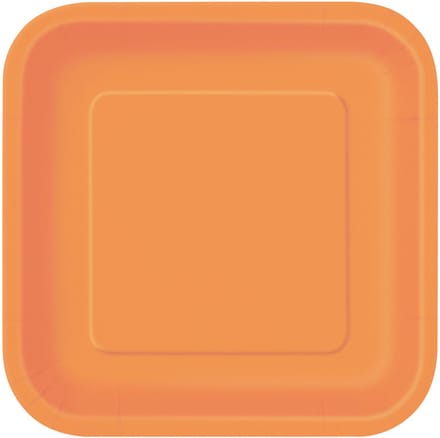 UNIQUE - Oranje vierkant borden 22 cm
