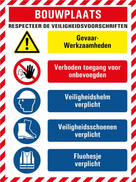 Bouwplaats respecteer de veiligheidsvoorschriften bord 200 x 150 mm