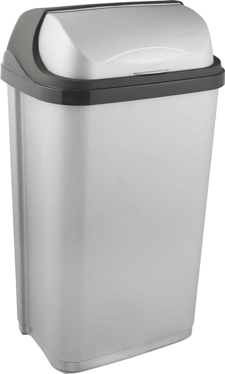 Afvalbak met Klapdeksel - 50 L - Zilver