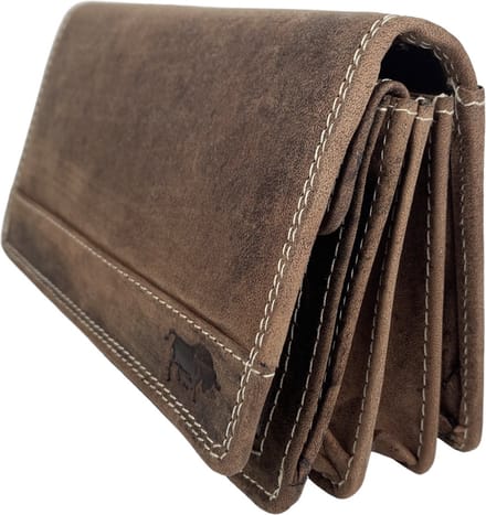 Ruime leren portemonnee - harmonica model met klep – Cognac - Buffelleer - Arrigo