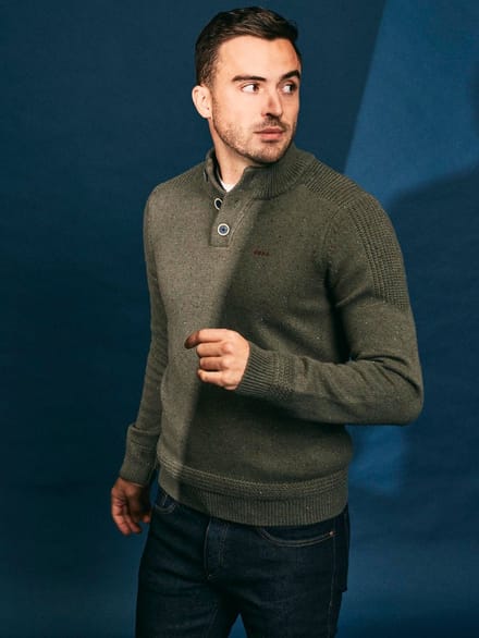 NZA - Groene half button trui