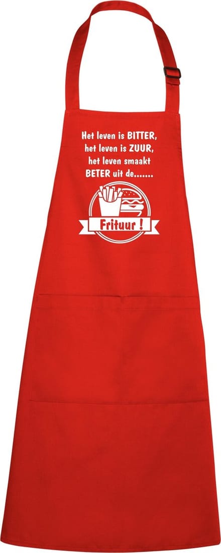 mijncadeautje - luxe schort - Alles smaakt beter uit de frituur - rood