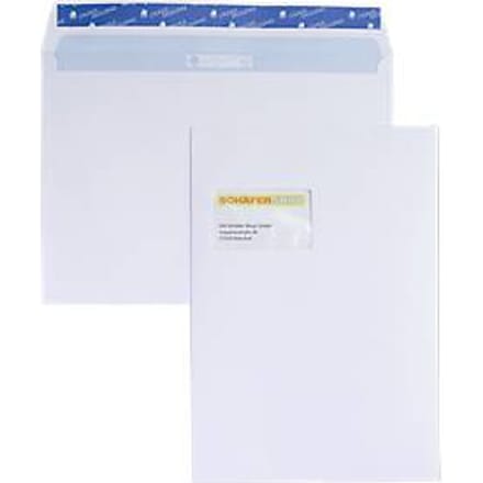 Verzendenveloppen, C4, met venster, 250 stuks