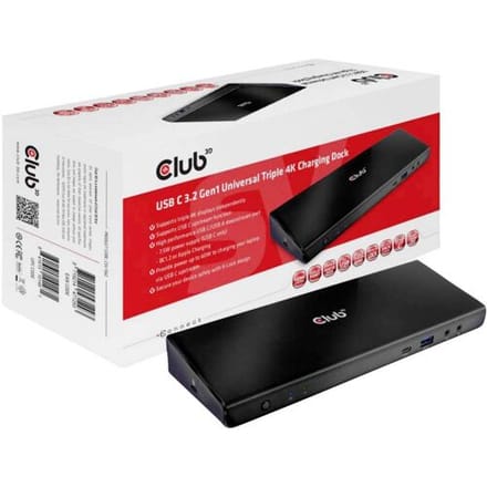 Club 3D Club3D SenseVision Connect USB C 3.2 Gen1 Universal Triple 4K Charging Dock