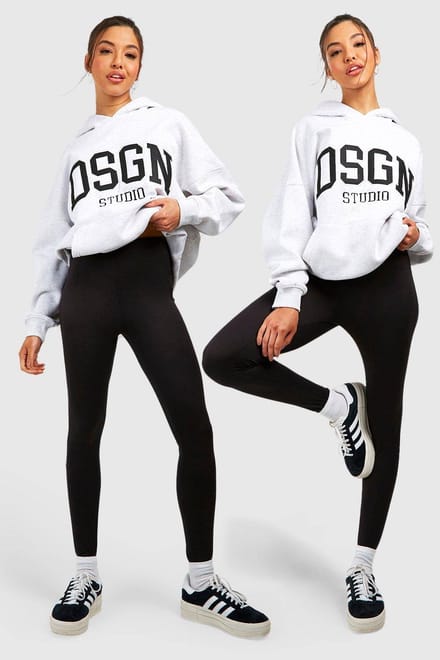 boohoo Dames Basics 2-Pack Hooggetailleerde Core Jersey Leggings | Zwart | Maat: 40