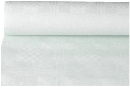 1x Tafelkleed papier met damastprint 50 m x 1 m wit