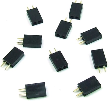Header female 1x2 pitch 2,54mm 10 Stuks