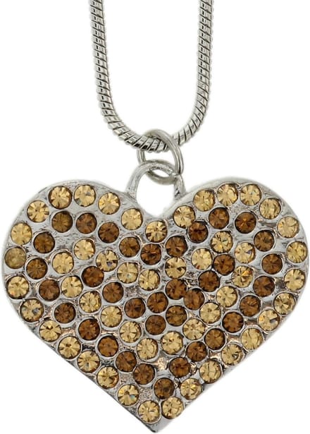 Behave® Korte Ketting - Bruine Hart Hanger - Nikkelvrij - Verstelbaar