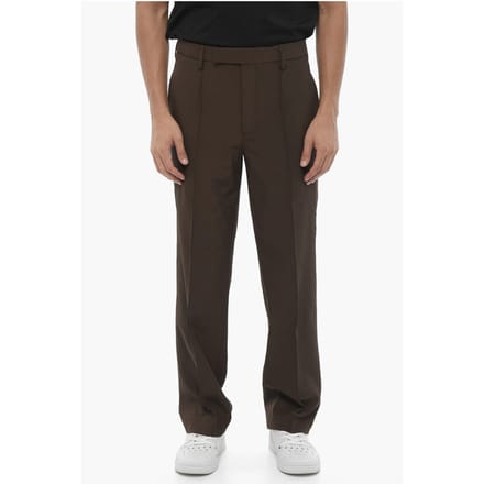 Slim fit broek van technische stof in bruin