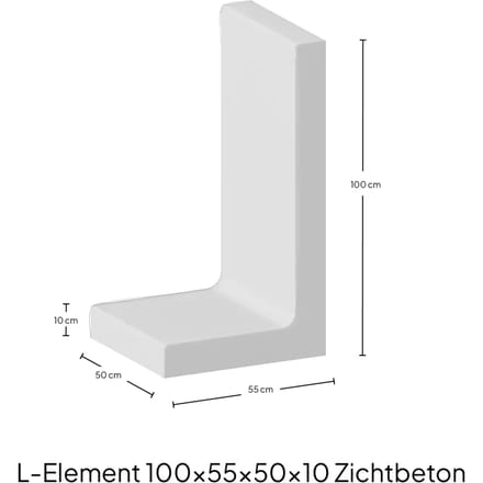 L-Element 100x55x50x10cm Zichtbeton