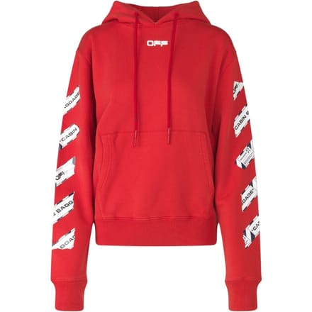 Gebroken witte Airport Tape Diag rode hoodie