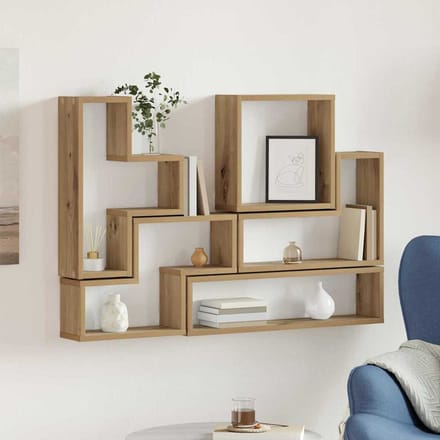vidaXL - Wandplank - Muurmontage - Artisan - Eiken - 96 - x - 12 - x - 64 - cm