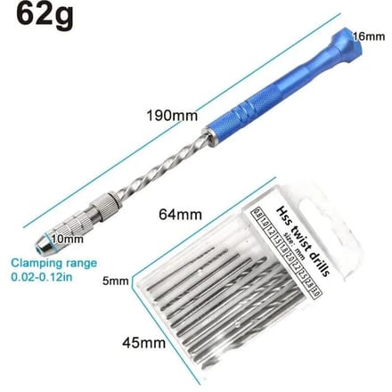Perceuse hélicoïdale manuelle semi-automatique étendue bleue de 0.5 à 3mm, outil de perçage de circuits imprimés en plastique ambre, ensemble de forets hélicoïdaux