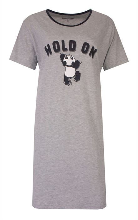Temptation Dames Bigshirt - Hold on Print - Grijs Melange - Maat S