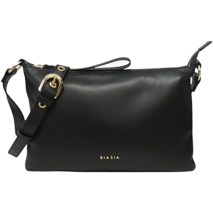 Biasia Flat Crossbodytas Kleine Dames - Leer - Zwart