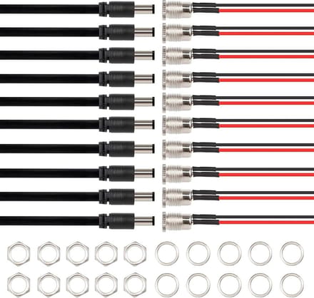 10 Stuks DC Stroomkabel met 5.5x2.1mm Connector Set Mannelijk en Vrouwelijk
