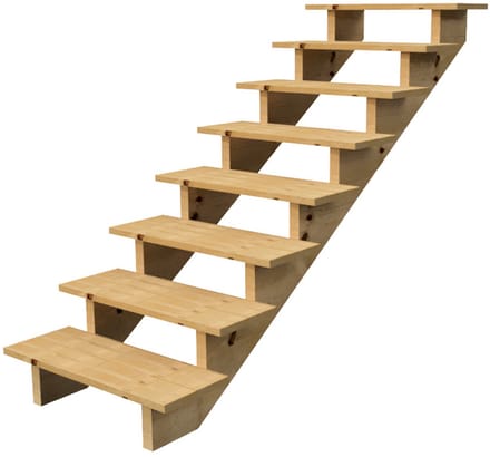 BERLIN Houten Buitentrap - 8 Open Treden 139 cm Hoog - 60 cm Breed