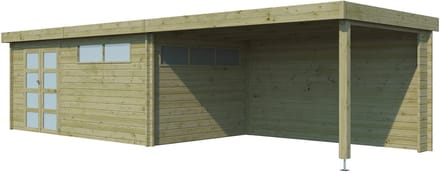 Woodlands Blokhut Modern met Overkapping Geïmpregneerd 905 x 295 cm