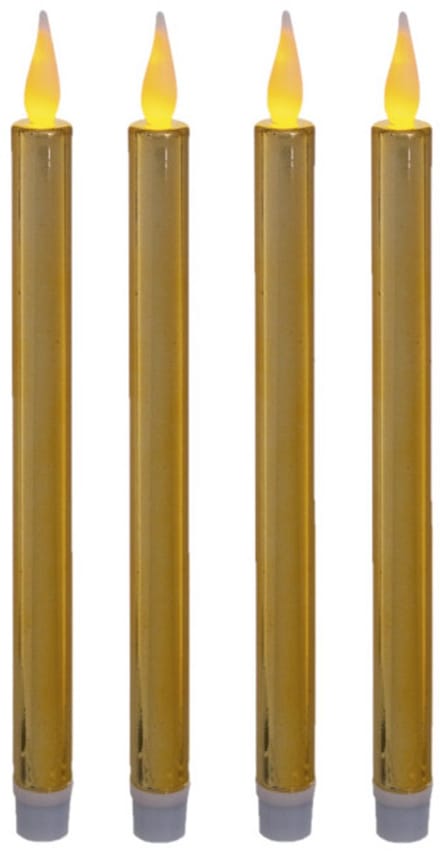 Feeric lights & Christmas LED dinerkaarsen 4x stuks - goud - 28 cm - glitter - tafeldecoratie