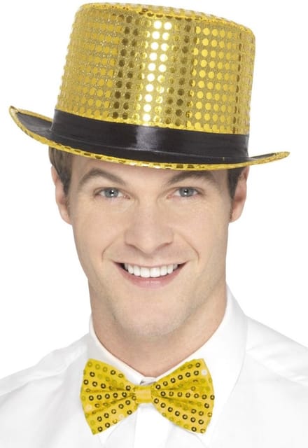 Smiffys - Sequin Kostuum Hoed - Goudkleurig