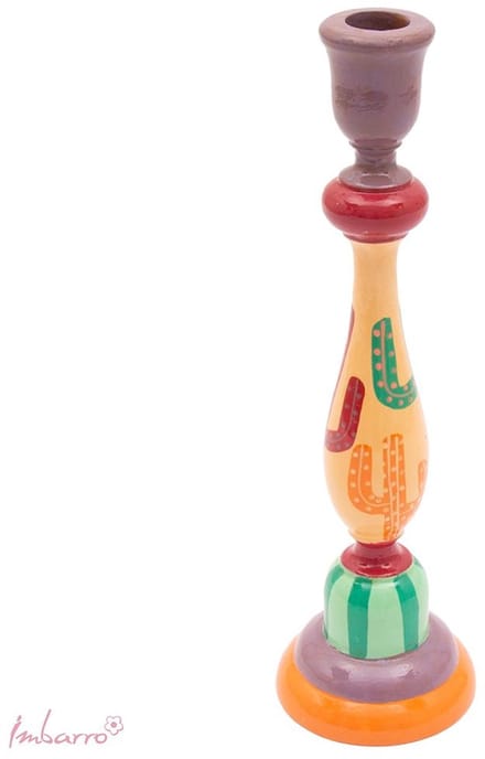 Imbarro Fairy Kandelaar – Handbeschilderd Hout – 30 cm – Boho Kaarsenhouder – Multi