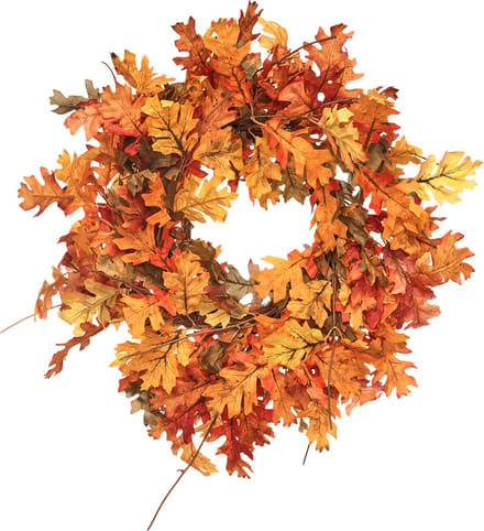 Viv! Home Luxuries Krans - Herfstkrans met Eikenbladeren - oranje - 61 cm