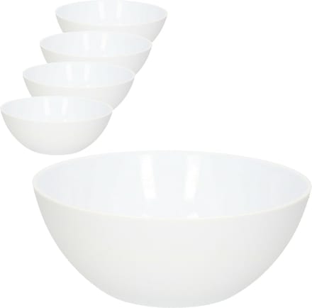 Plasticforte Serveerschaal/saladeschaal - 4x - D20 x H8 cm - kunststof - wit