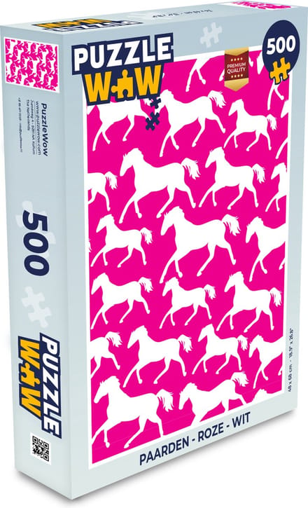 Puzzel Paarden - Roze - Wit - Meisjes - Kinderen - Meiden - Legpuzzel - Puzzel 500 stukjes