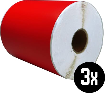 DULA Compatible Zebra Labels 102x152mm - 300 etiketten per rol - kern 25mm - Rood - Permanent - 3 rollen