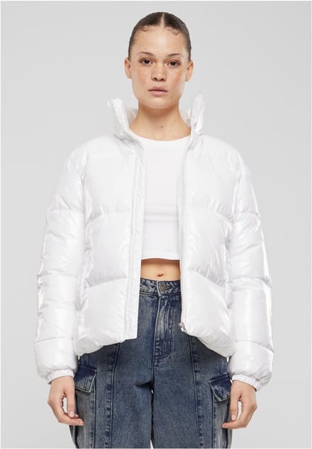 Urban Classics - Recycled Short Shiny Gewatteerd jack - 5XL - Wit