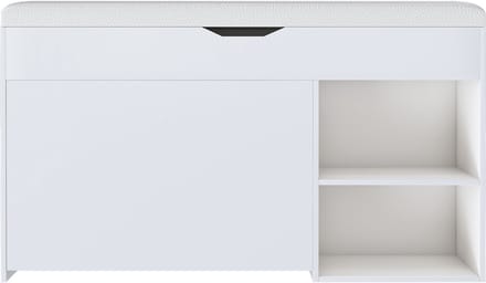 Witte schoenbank van MDF en pu leer voor hal 100×30×52cm