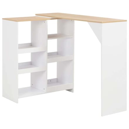 vidaXL - Bartafel - met - verplaatsbaar - schap - 138x39x110 - cm - wit