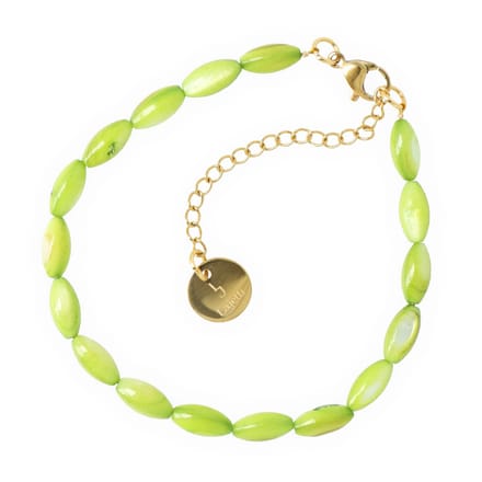 Lajetti - Schelpenarmbandje Groen Stainless Steel Gold Plated